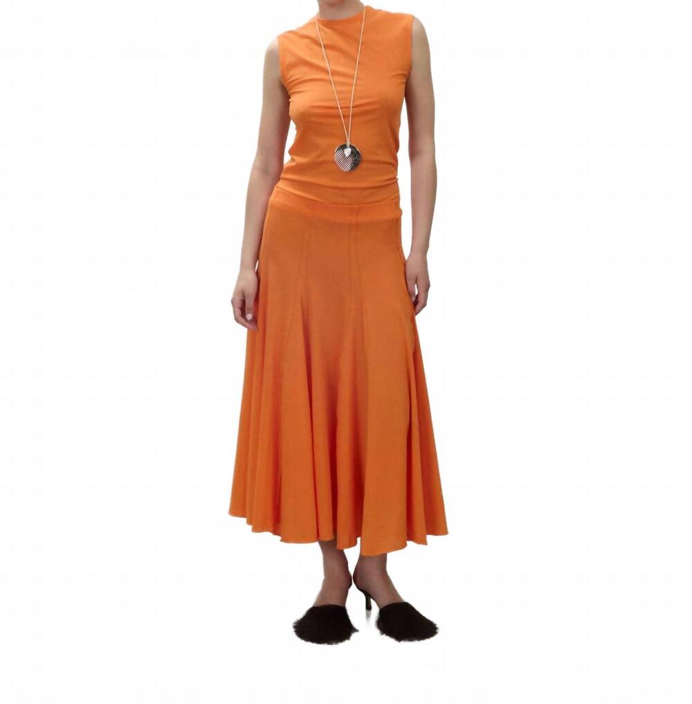 NEW ALYSI fine jersey godet skirt in orange